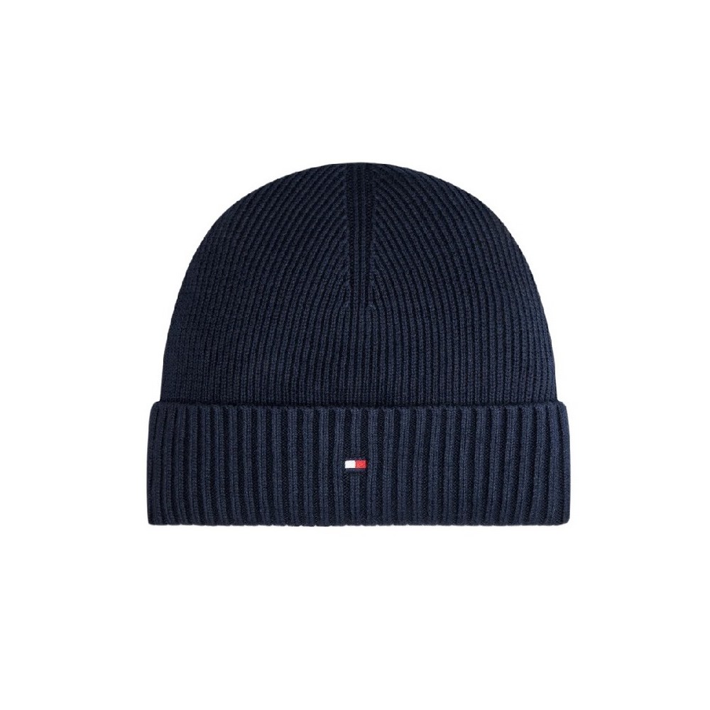 TOMMY HILFIGER FLAG PIMA COTTON BEANIE ΣΚΟΥΦΟΣ ΑΝΔΡΙΚΟΣ NAVY