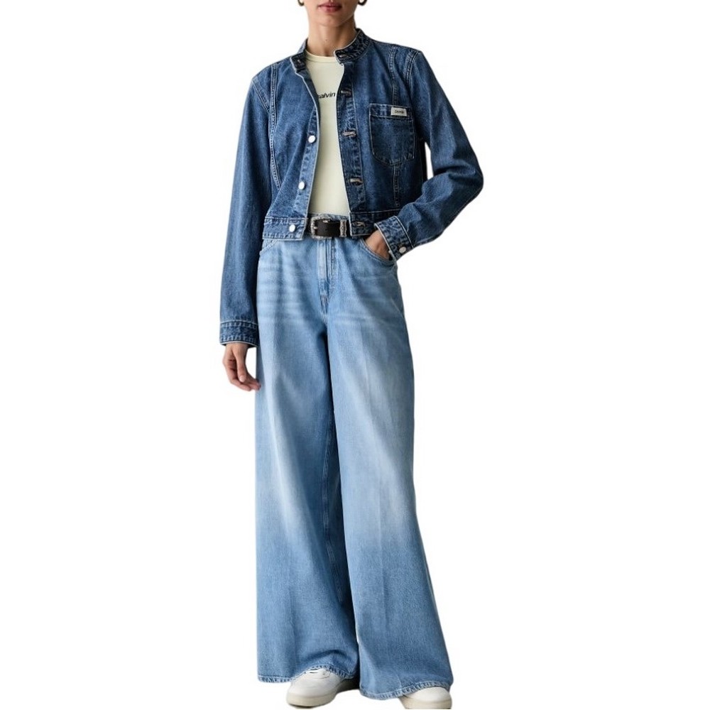 CALVIN KLEIN JEANS EASY CROPPED DENIM JACKET TINTED ΜΠΟΥΦΑΝ ΓΥΝΑΙΚΕΙΟ BLUΕ DENIM