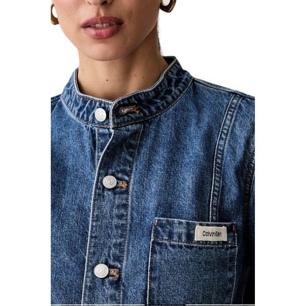CALVIN KLEIN JEANS EASY CROPPED DENIM JACKET TINTED ΜΠΟΥΦΑΝ ΓΥΝΑΙΚΕΙΟ BLUΕ DENIM