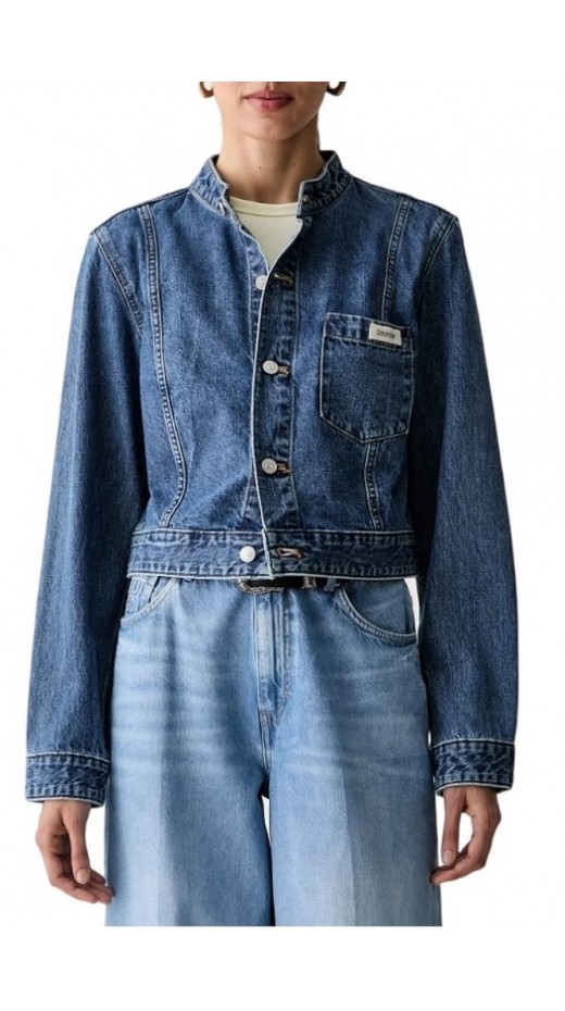 CALVIN KLEIN JEANS EASY CROPPED DENIM JACKET TINTED ΜΠΟΥΦΑΝ ΓΥΝΑΙΚΕΙΟ BLUΕ DENIM