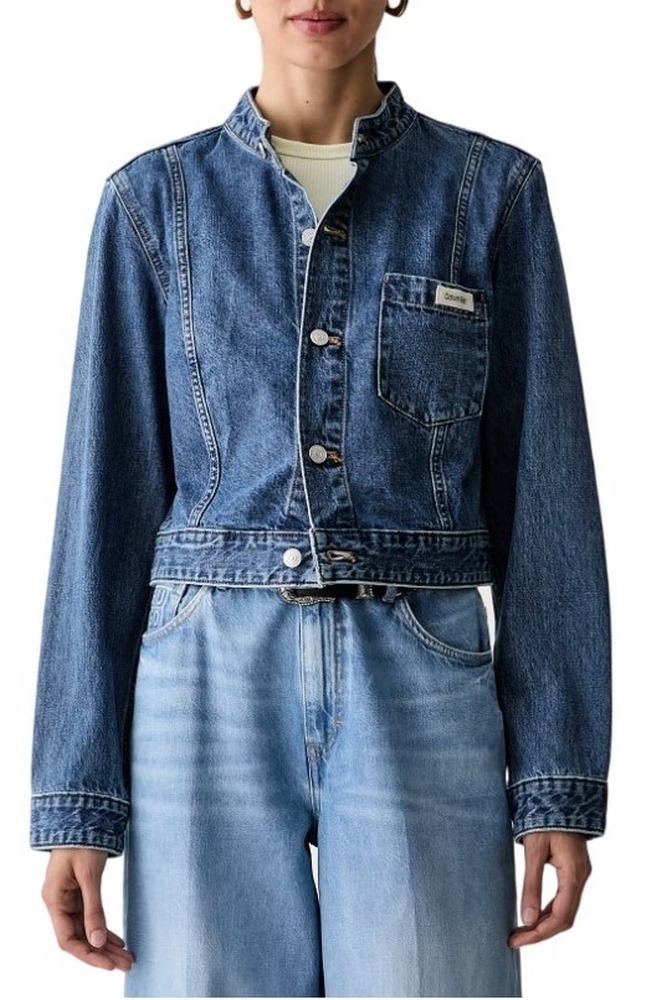 CALVIN KLEIN JEANS EASY CROPPED DENIM JACKET TINTED ΜΠΟΥΦΑΝ ΓΥΝΑΙΚΕΙΟ BLUΕ DENIM