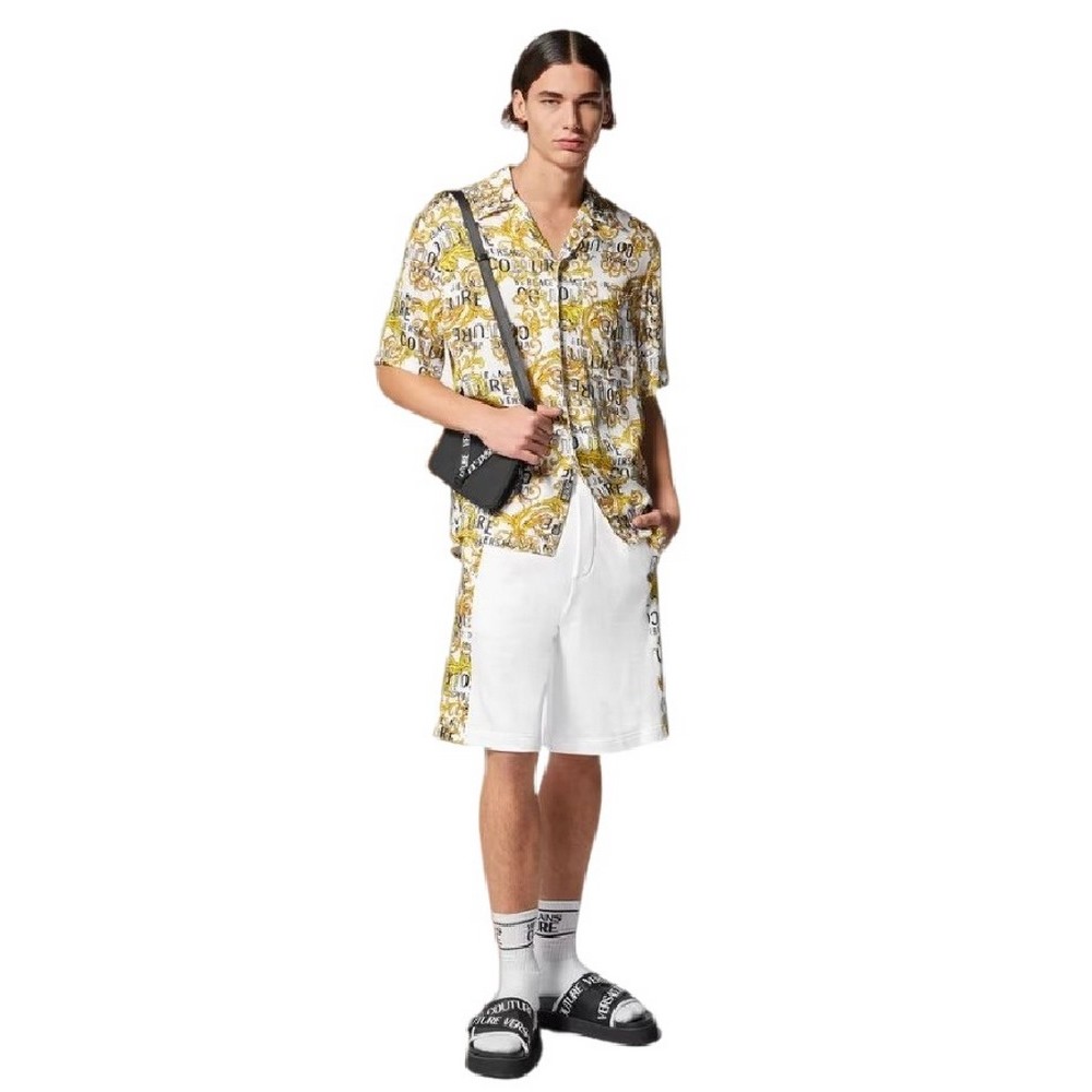VERSACE JEANS COUTURE R CONTR LOGO BAROQUE FELPA ΒΕΡΜΟΥΔΑ ΑΝΔΡΙΚΗ WHITE