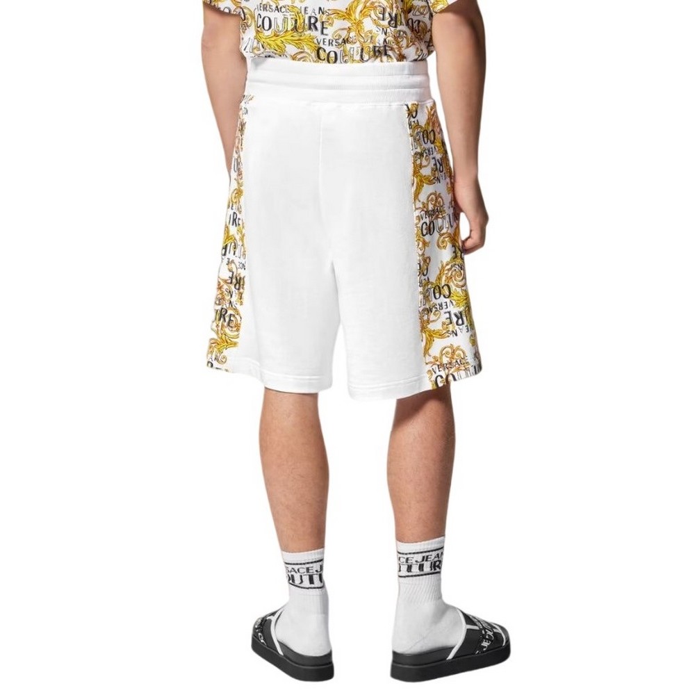 VERSACE JEANS COUTURE R CONTR LOGO BAROQUE FELPA ΒΕΡΜΟΥΔΑ ΑΝΔΡΙΚΗ WHITE
