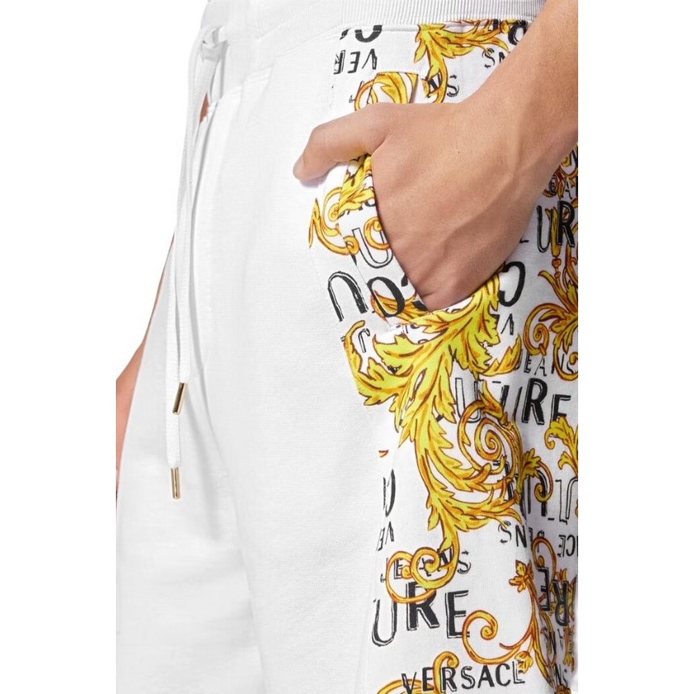 VERSACE JEANS COUTURE R CONTR LOGO BAROQUE FELPA ΒΕΡΜΟΥΔΑ ΑΝΔΡΙΚΗ WHITE