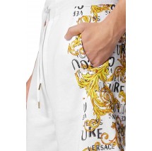 VERSACE JEANS COUTURE R CONTR LOGO BAROQUE FELPA ΒΕΡΜΟΥΔΑ ΑΝΔΡΙΚΗ WHITE