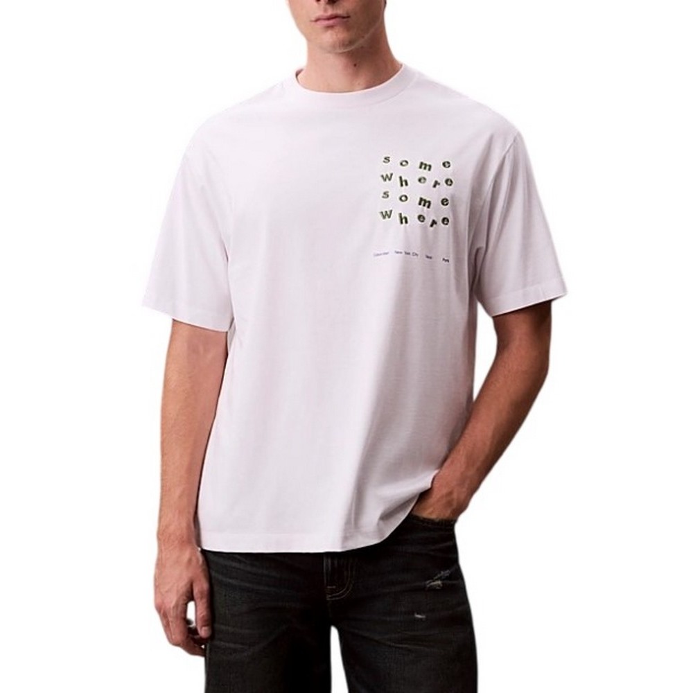 CALVIN KLEIN JEANS 16S CALVIN SOMEWHERE GRAPHIC T-SHIRT ΜΠΛΟΥΖΑ ΑΝΔΡΙΚΗ WHITE