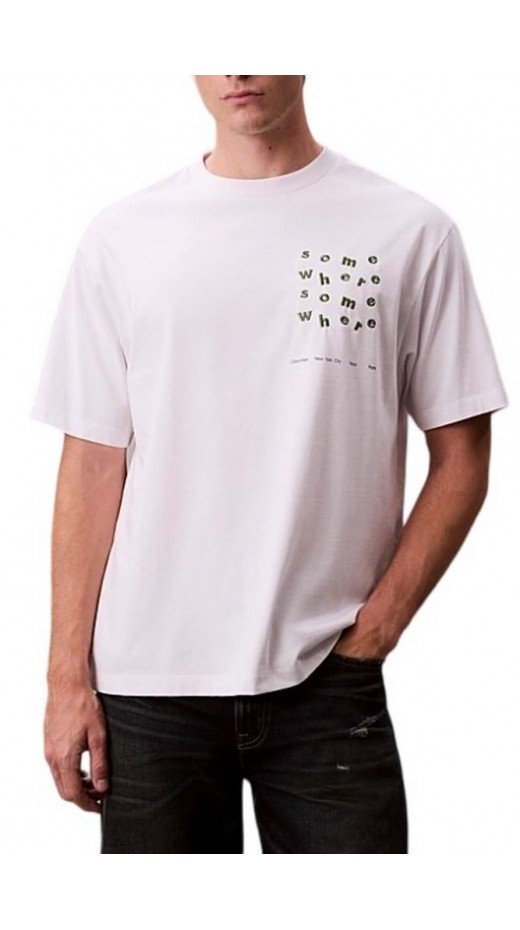 CALVIN KLEIN JEANS 16S CALVIN SOMEWHERE GRAPHIC T-SHIRT ΜΠΛΟΥΖΑ ΑΝΔΡΙΚΗ WHITE
