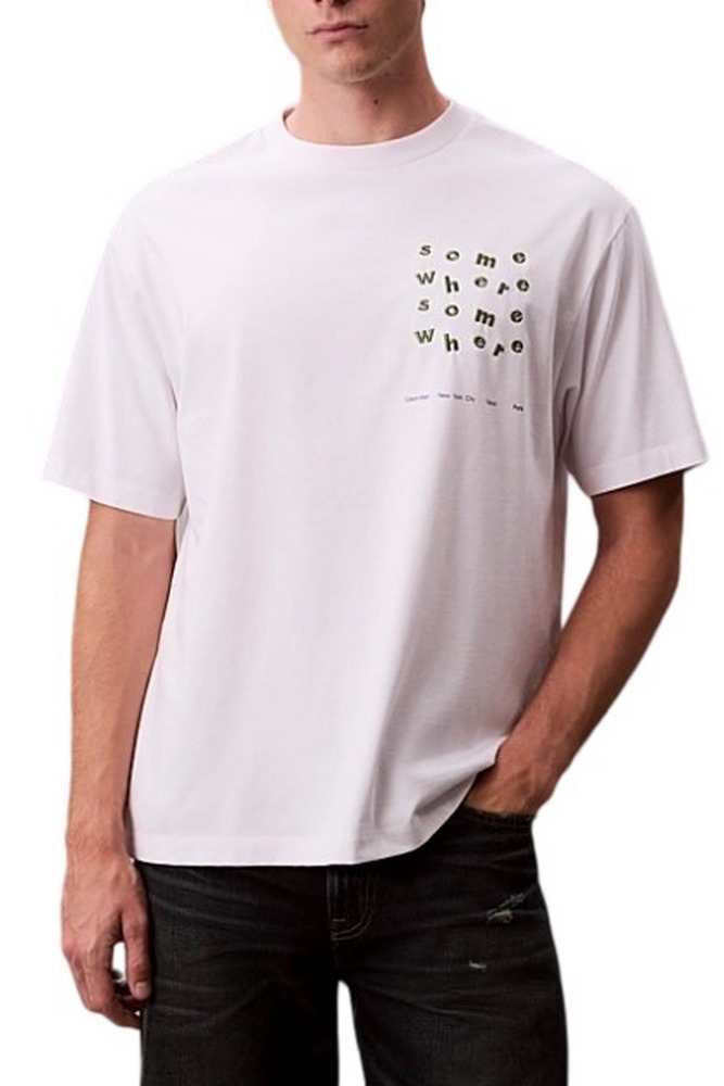 CALVIN KLEIN JEANS 16S CALVIN SOMEWHERE GRAPHIC T-SHIRT ΜΠΛΟΥΖΑ ΑΝΔΡΙΚΗ WHITE