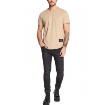 CALVIN KLEIN JEANS BADGE TURN UP SLEEVE  T-SHIRT ΑΝΤΡΙΚΟ BEIGE