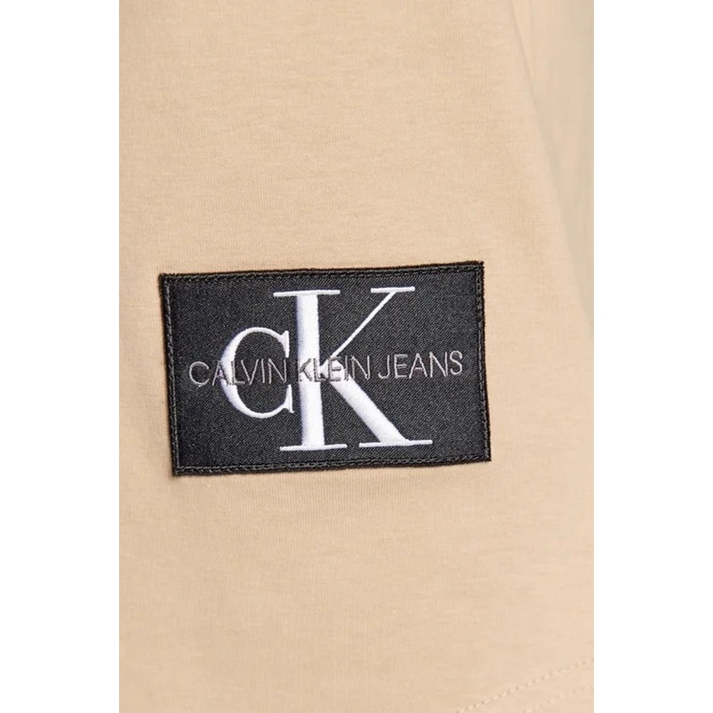 CALVIN KLEIN JEANS BADGE TURN UP SLEEVE  T-SHIRT ΑΝΤΡΙΚΟ BEIGE