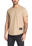 CALVIN KLEIN JEANS BADGE TURN UP SLEEVE  T-SHIRT ΑΝΤΡΙΚΟ BEIGE