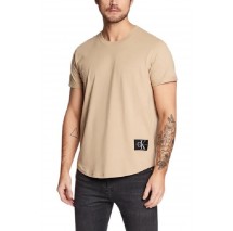 CALVIN KLEIN JEANS BADGE TURN UP SLEEVE  T-SHIRT ΑΝΤΡΙΚΟ BEIGE