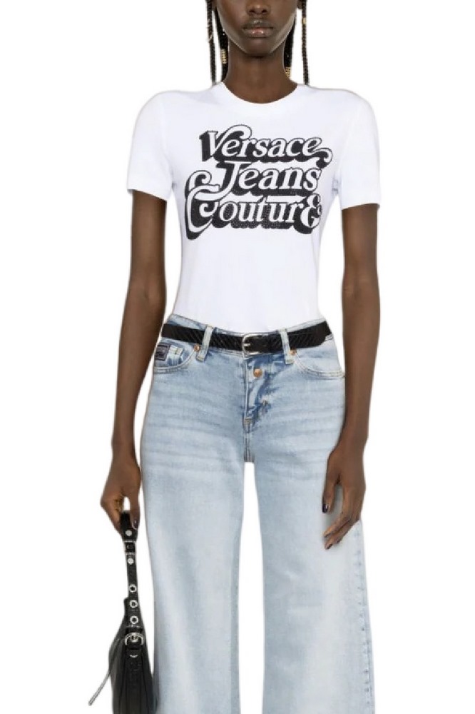 VERSACE JEANS COUTURE S LOGO SPEN CRYSTAL T-SHIRT ΓΥΝΑΙΚΕΙΟ WHITE