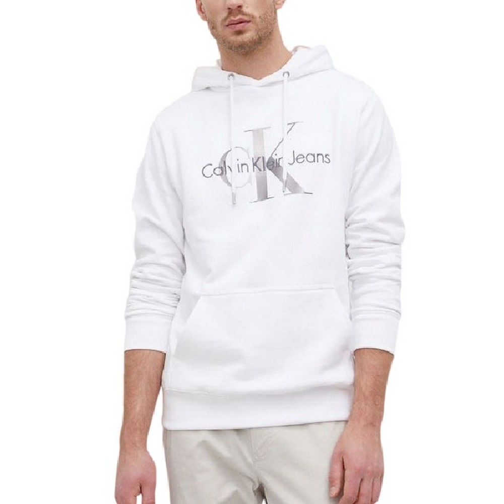 CALVIN KLEIN JEANS SEASONAL MONOGRAM REGULAR HOODIE ΜΠΛΟΥΖΑ ΦΟΥΤΕΡ ΑΝΔΡΙΚΗ WHITE