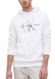 CALVIN KLEIN JEANS SEASONAL MONOGRAM REGULAR HOODIE ΜΠΛΟΥΖΑ ΦΟΥΤΕΡ ΑΝΔΡΙΚΗ WHITE