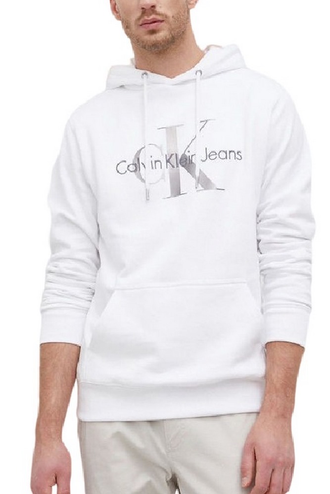 CALVIN KLEIN JEANS SEASONAL MONOGRAM REGULAR HOODIE ΜΠΛΟΥΖΑ ΦΟΥΤΕΡ ΑΝΔΡΙΚΗ WHITE