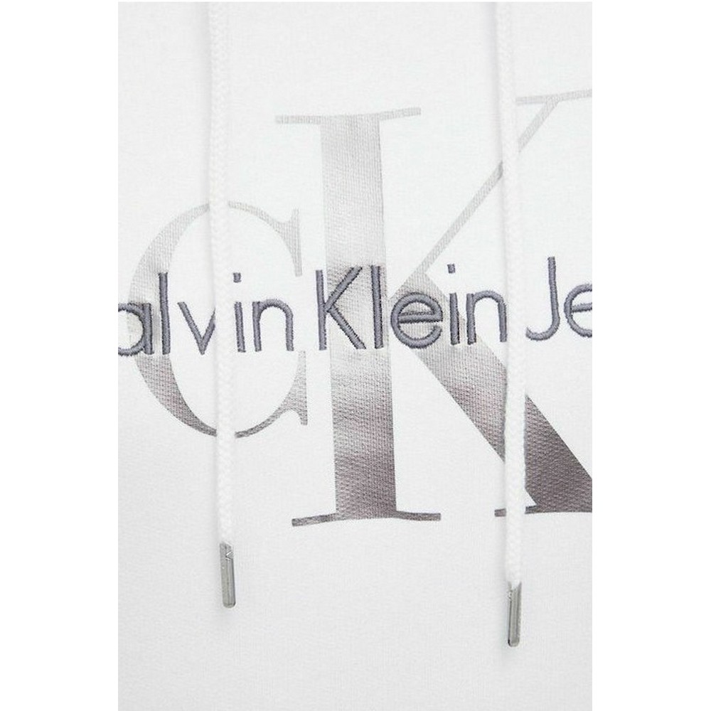 CALVIN KLEIN JEANS SEASONAL MONOGRAM REGULAR HOODIE ΜΠΛΟΥΖΑ ΦΟΥΤΕΡ ΑΝΔΡΙΚΗ WHITE