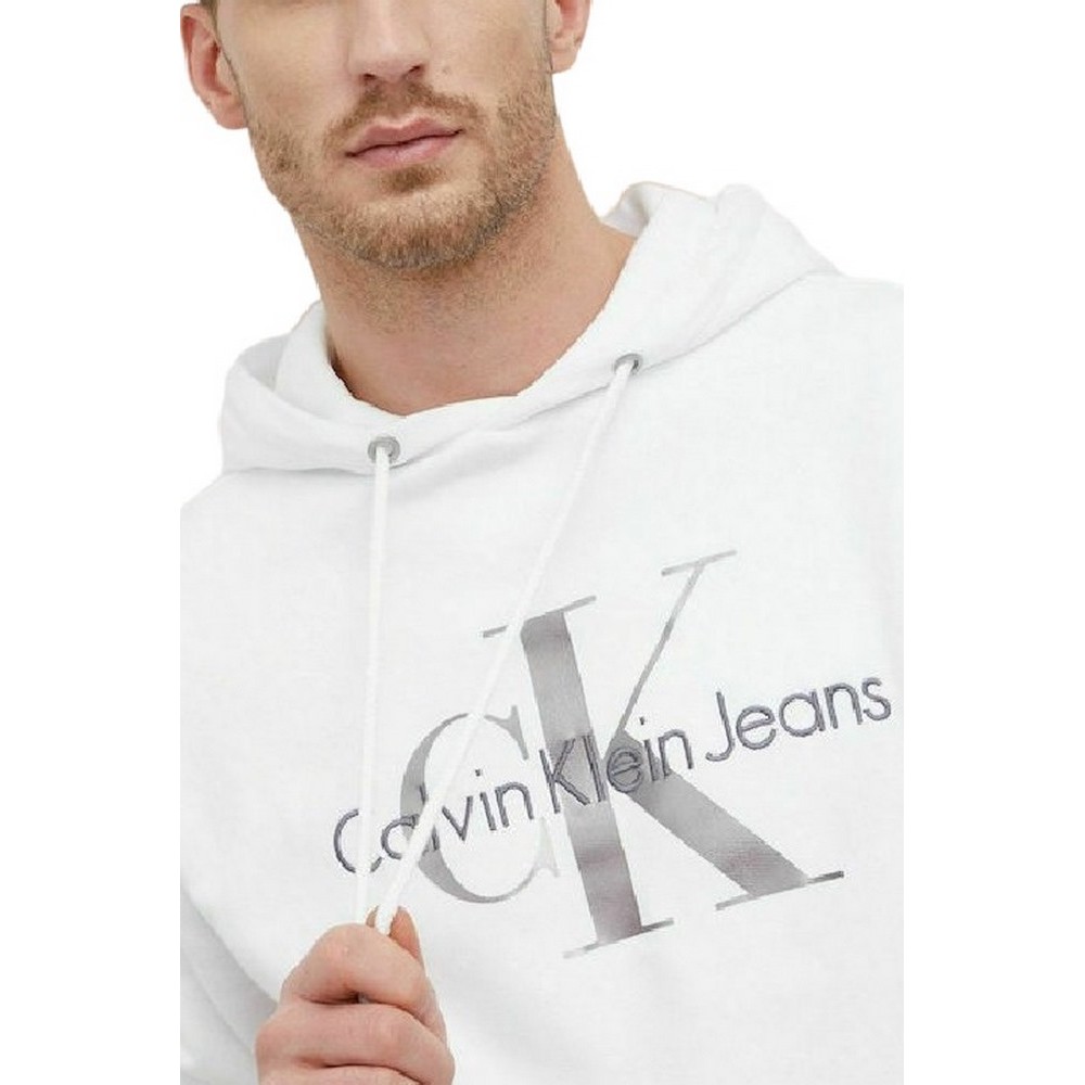 CALVIN KLEIN JEANS SEASONAL MONOGRAM REGULAR HOODIE ΜΠΛΟΥΖΑ ΦΟΥΤΕΡ ΑΝΔΡΙΚΗ WHITE