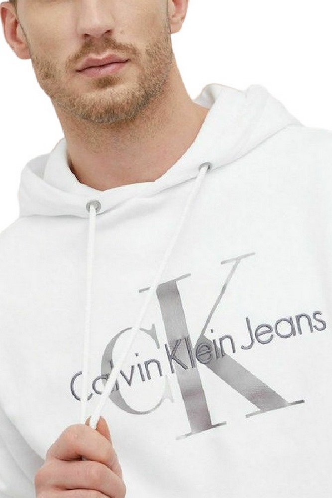 CALVIN KLEIN JEANS SEASONAL MONOGRAM REGULAR HOODIE ΜΠΛΟΥΖΑ ΦΟΥΤΕΡ ΑΝΔΡΙΚΗ WHITE