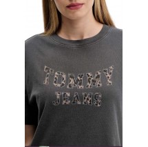 TOMMY JEANS BXY LEOPARD VARSITY TEE T-SHIRT ΜΠΛΟΥΖΑ ΓΥΝΑΙΚΕΙΑ WASHED BLACK