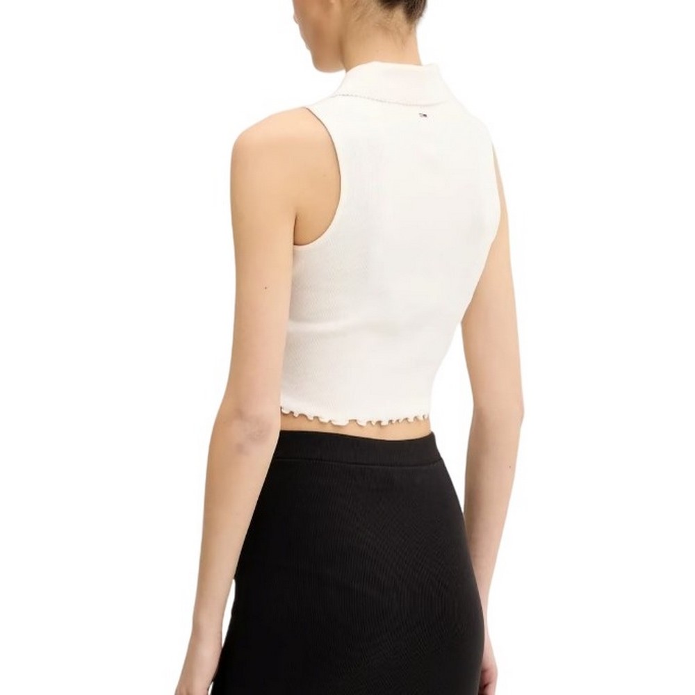 TOMMY JEANS CRP GMD RIB SL POLO ΜΠΛΟΥΖΑ ΓΥΝΑΙΚΕΙΑ WHITE