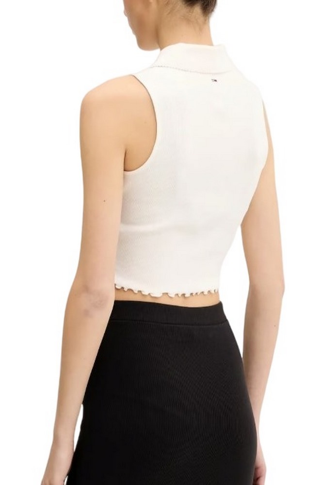 TOMMY JEANS CRP GMD RIB SL POLO ΜΠΛΟΥΖΑ ΓΥΝΑΙΚΕΙΑ WHITE