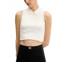 TOMMY JEANS CRP GMD RIB SL POLO ΜΠΛΟΥΖΑ ΓΥΝΑΙΚΕΙΑ WHITE