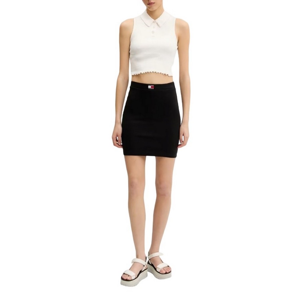 TOMMY JEANS CRP GMD RIB SL POLO ΜΠΛΟΥΖΑ ΓΥΝΑΙΚΕΙΑ WHITE