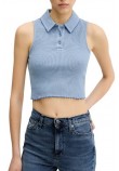 TOMMY JEANS CRP GMD RIB SL POLO ΜΠΛΟΥΖΑ ΓΥΝΑΙΚΕΙΑ BLUE