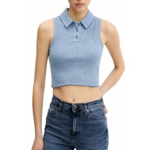 TOMMY JEANS CRP GMD RIB SL POLO ΜΠΛΟΥΖΑ ΓΥΝΑΙΚΕΙΑ BLUE