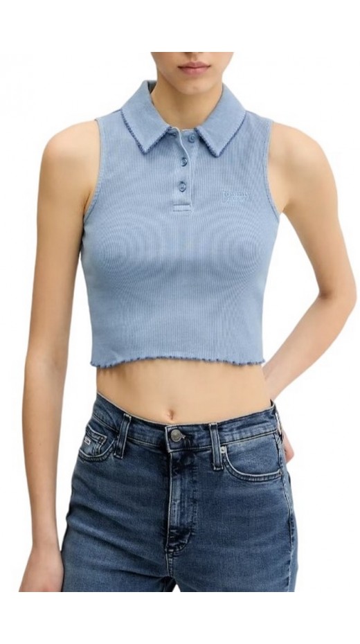 TOMMY JEANS CRP GMD RIB SL POLO ΜΠΛΟΥΖΑ ΓΥΝΑΙΚΕΙΑ BLUE