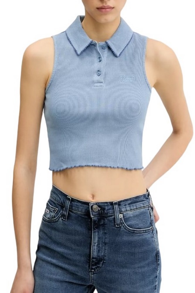 TOMMY JEANS CRP GMD RIB SL POLO ΜΠΛΟΥΖΑ ΓΥΝΑΙΚΕΙΑ BLUE
