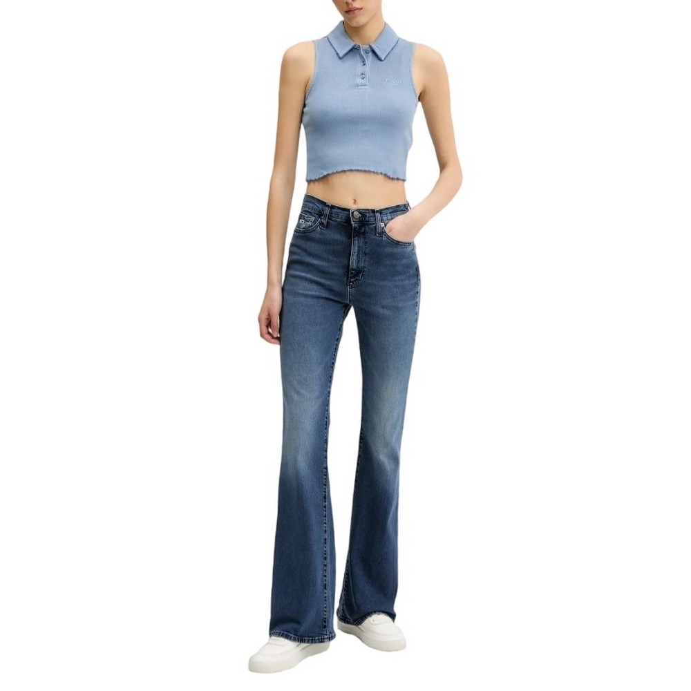 TOMMY JEANS CRP GMD RIB SL POLO ΜΠΛΟΥΖΑ ΓΥΝΑΙΚΕΙΑ BLUE