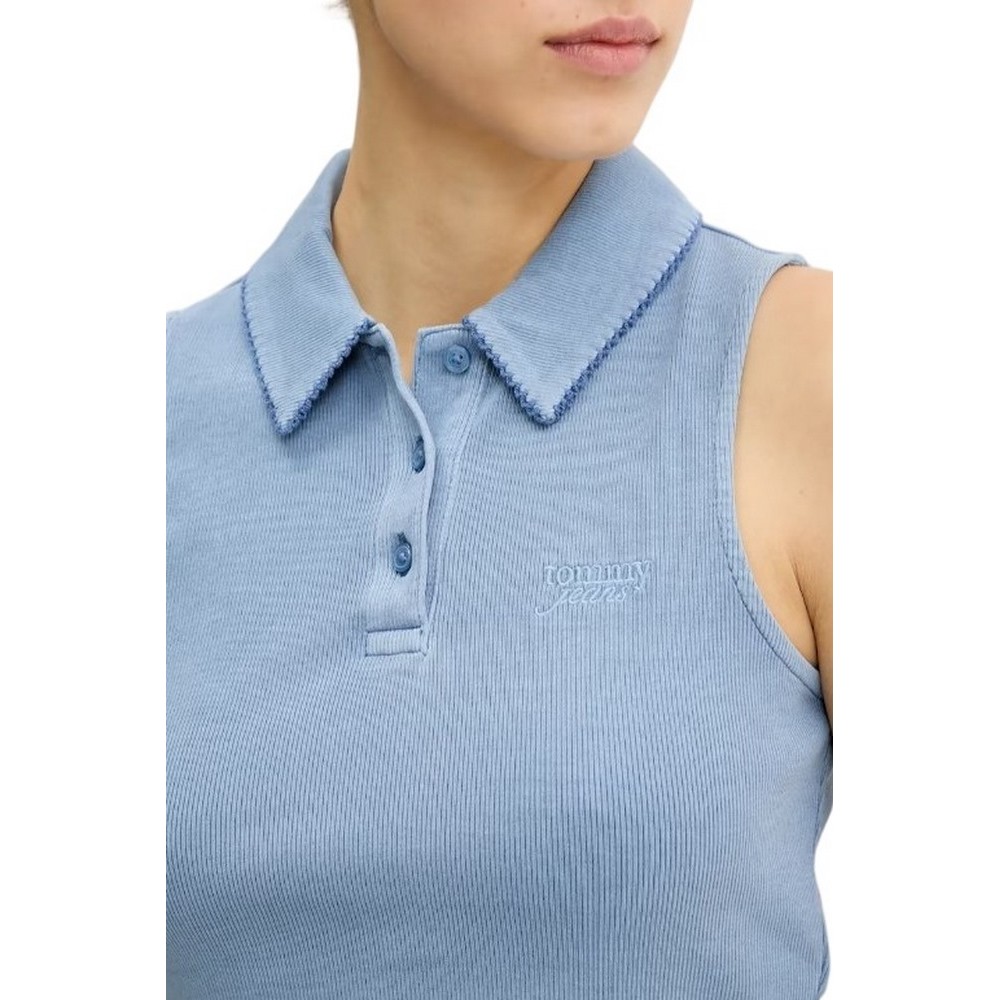 TOMMY JEANS CRP GMD RIB SL POLO ΜΠΛΟΥΖΑ ΓΥΝΑΙΚΕΙΑ BLUE