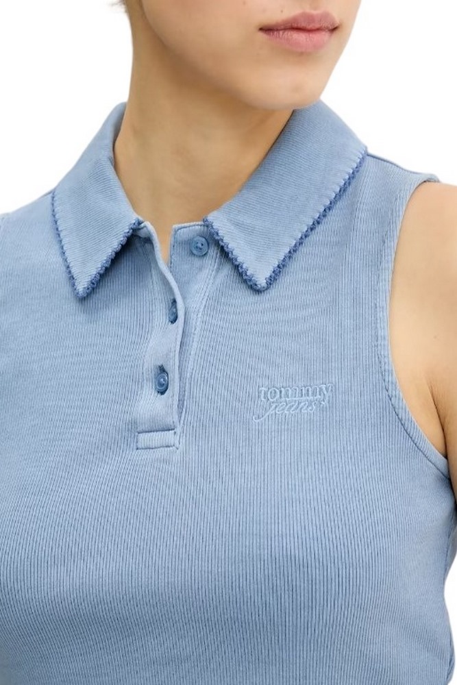 TOMMY JEANS CRP GMD RIB SL POLO ΜΠΛΟΥΖΑ ΓΥΝΑΙΚΕΙΑ BLUE