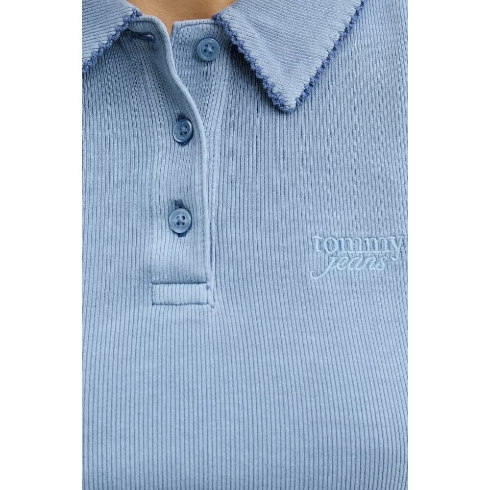 TOMMY JEANS CRP GMD RIB SL POLO ΜΠΛΟΥΖΑ ΓΥΝΑΙΚΕΙΑ BLUE