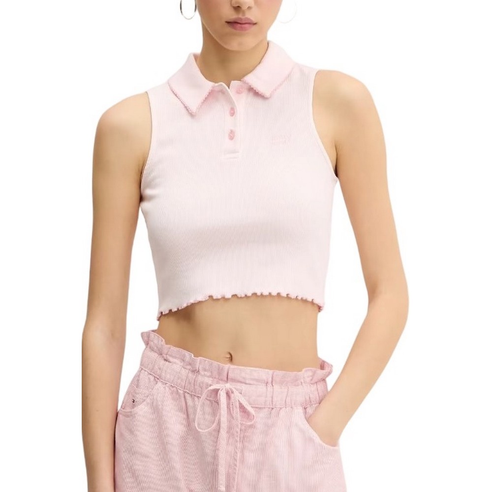 TOMMY JEANS CRP GMD RIB SL POLO ΜΠΛΟΥΖΑ ΓΥΝΑΙΚΕΙΑ PINK