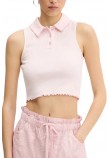TOMMY JEANS CRP GMD RIB SL POLO ΜΠΛΟΥΖΑ ΓΥΝΑΙΚΕΙΑ PINK