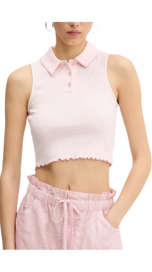 TOMMY JEANS CRP GMD RIB SL POLO ΜΠΛΟΥΖΑ ΓΥΝΑΙΚΕΙΑ PINK