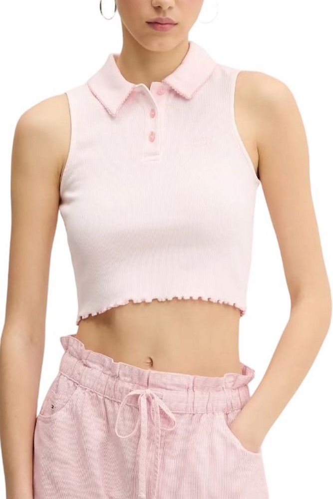 TOMMY JEANS CRP GMD RIB SL POLO ΜΠΛΟΥΖΑ ΓΥΝΑΙΚΕΙΑ PINK
