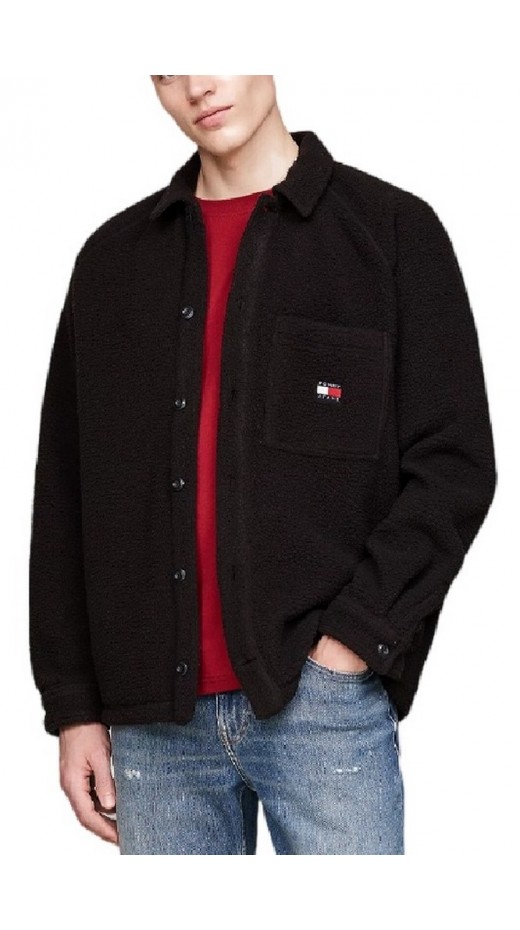 TOMMY HILFIGER  XS BADGE TEDDY OVERSHIRT ΠΟΥΚΑΜΙΣΟ ΑΝΔΡΙΚΟ BLACK