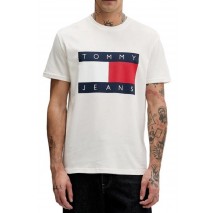 TOMMY JEANS  REG BIG FLAG SS TEE T-SHIRT ΜΠΛΟΥΖΑ ΑΝΔΡΙΚΗ OFF WHITE