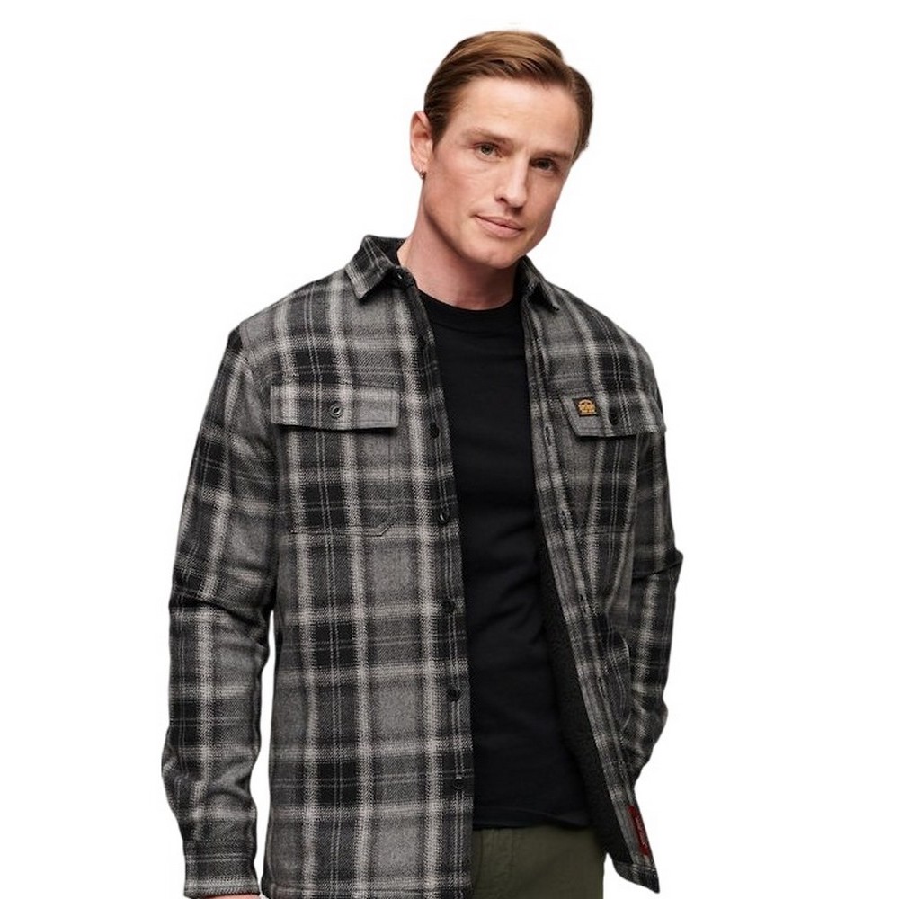 SUPERDRY D3 OVIN WOOL MILLER OVERSHIRT ΠΟΥΚΑΜΙΣΟ ΑΝΔΡΙΚΟ BLACK