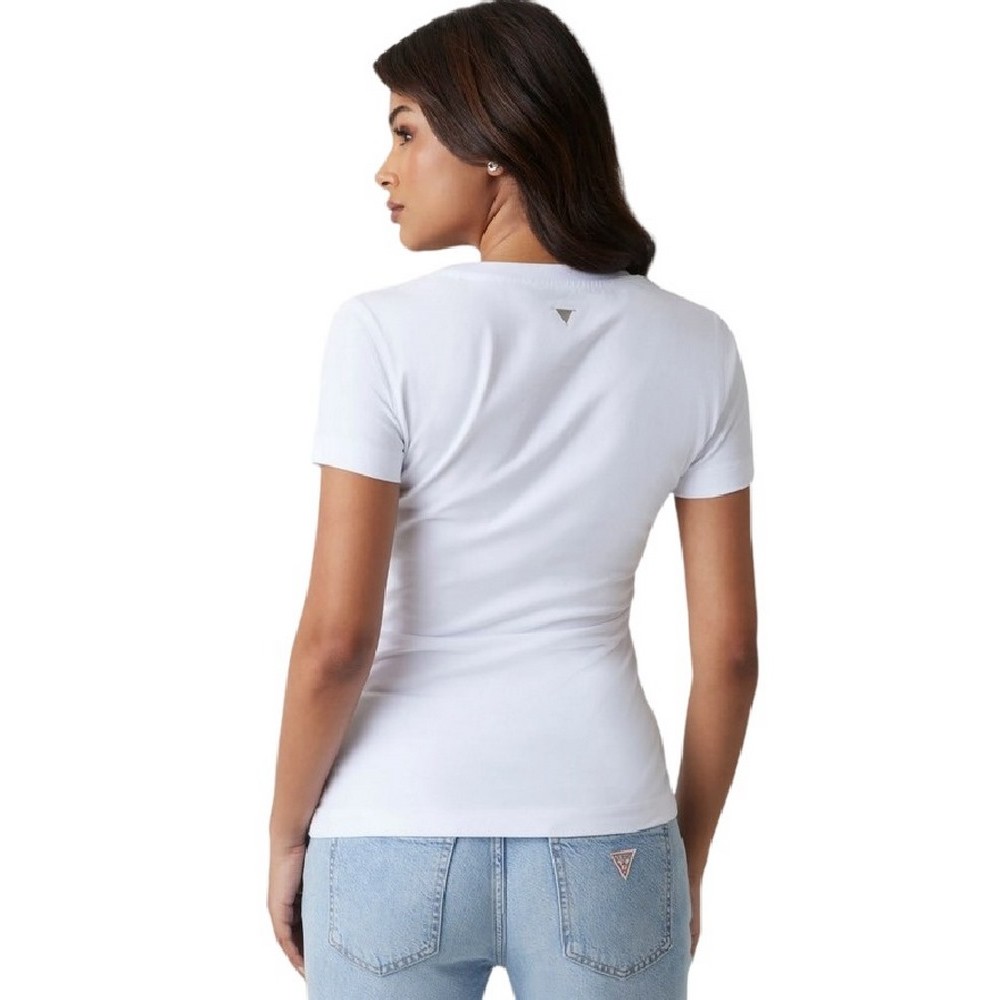 GUESS CN FLOWER TRIANGLE TEE T-SHIRT ΜΠΛΟΥΖΑ ΓΥΝΑΙΚΕΙΑ WHITE