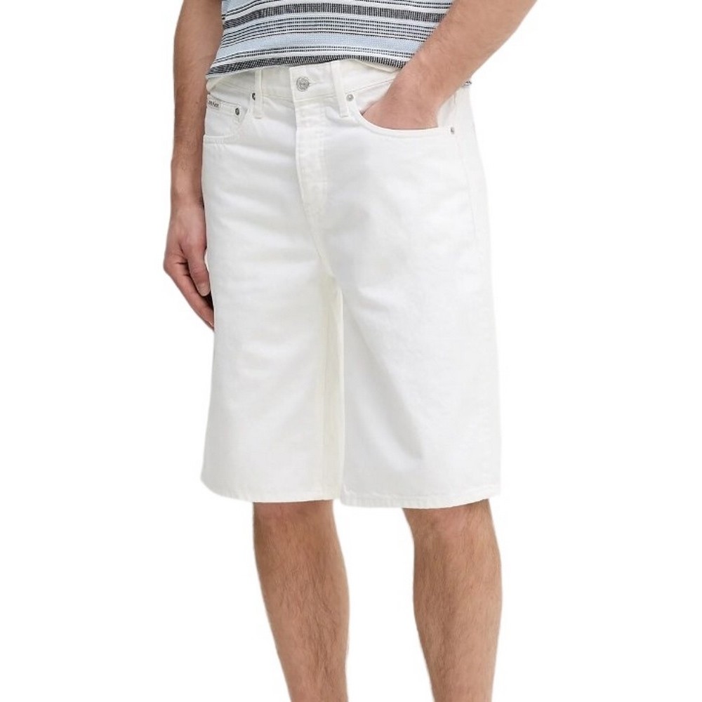 CALVIN KLEIN JEANS RELAXED DENIM SHORT ΒΕΡΜΟΥΔΑ ΑΝΔΡΙΚΗ WHITE