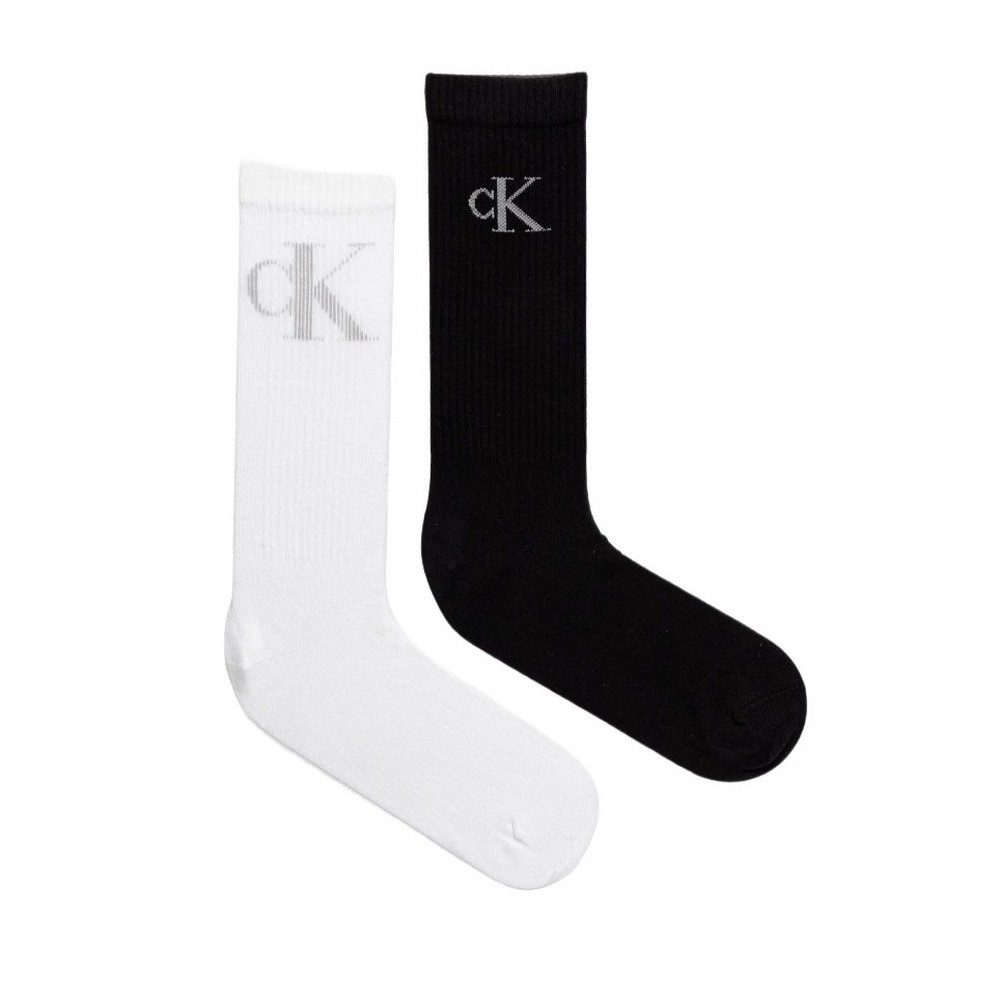 CALVIN KLEIN JEANS MEN SOCK 2P SHADOW RIB LOGO ΚΑΛΤΣΕΣ ΑΝΔΡΙΚΕΣ BLACK/WHITE