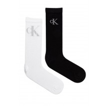CALVIN KLEIN JEANS MEN SOCK 2P SHADOW RIB LOGO ΚΑΛΤΣΕΣ ΑΝΔΡΙΚΕΣ BLACK/WHITE