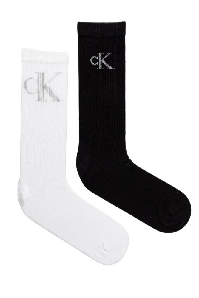 CALVIN KLEIN JEANS MEN SOCK 2P SHADOW RIB LOGO ΚΑΛΤΣΕΣ ΑΝΔΡΙΚΕΣ BLACK/WHITE