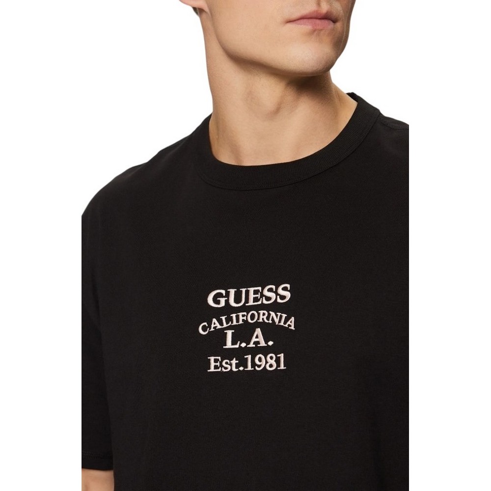 GUESS SS CN OVER EMBRO TEE T-SHIRT ΜΠΛΟΥΖΑ ΑΝΔΡΙΚΗ BLACK
