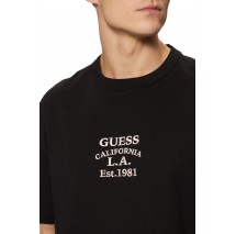 GUESS SS CN OVER EMBRO TEE T-SHIRT ΜΠΛΟΥΖΑ ΑΝΔΡΙΚΗ BLACK